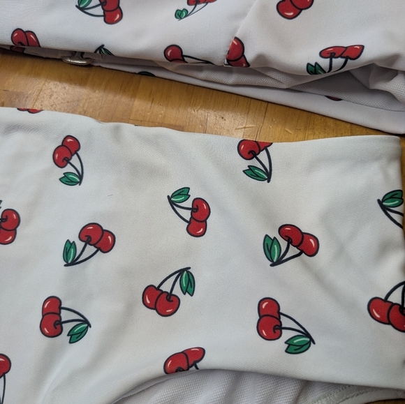 2/$25-Skinny Dip Cherry Print Y2K Vibes Highrise Bikini With Tie Top Size S/M - Picture 6 of 10